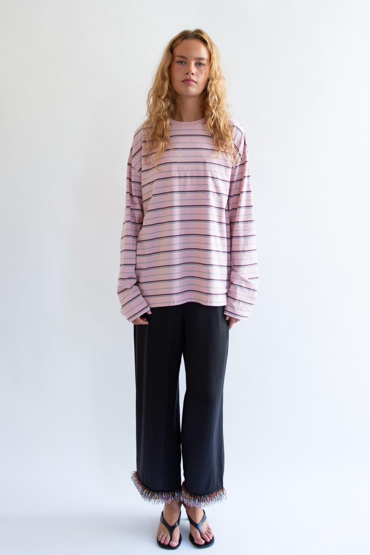 SUNFLOWER, Stripe LS Pocket Tee, Pink