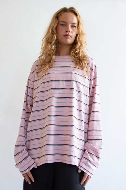 SUNFLOWER, Stripe LS Pocket Tee, Pink