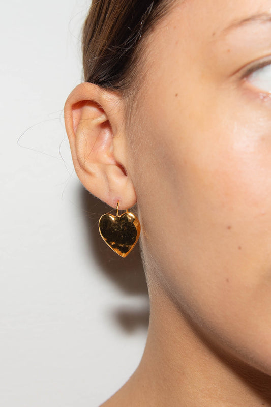 MONDO MONDO, Heart Burn Earrings, Gold