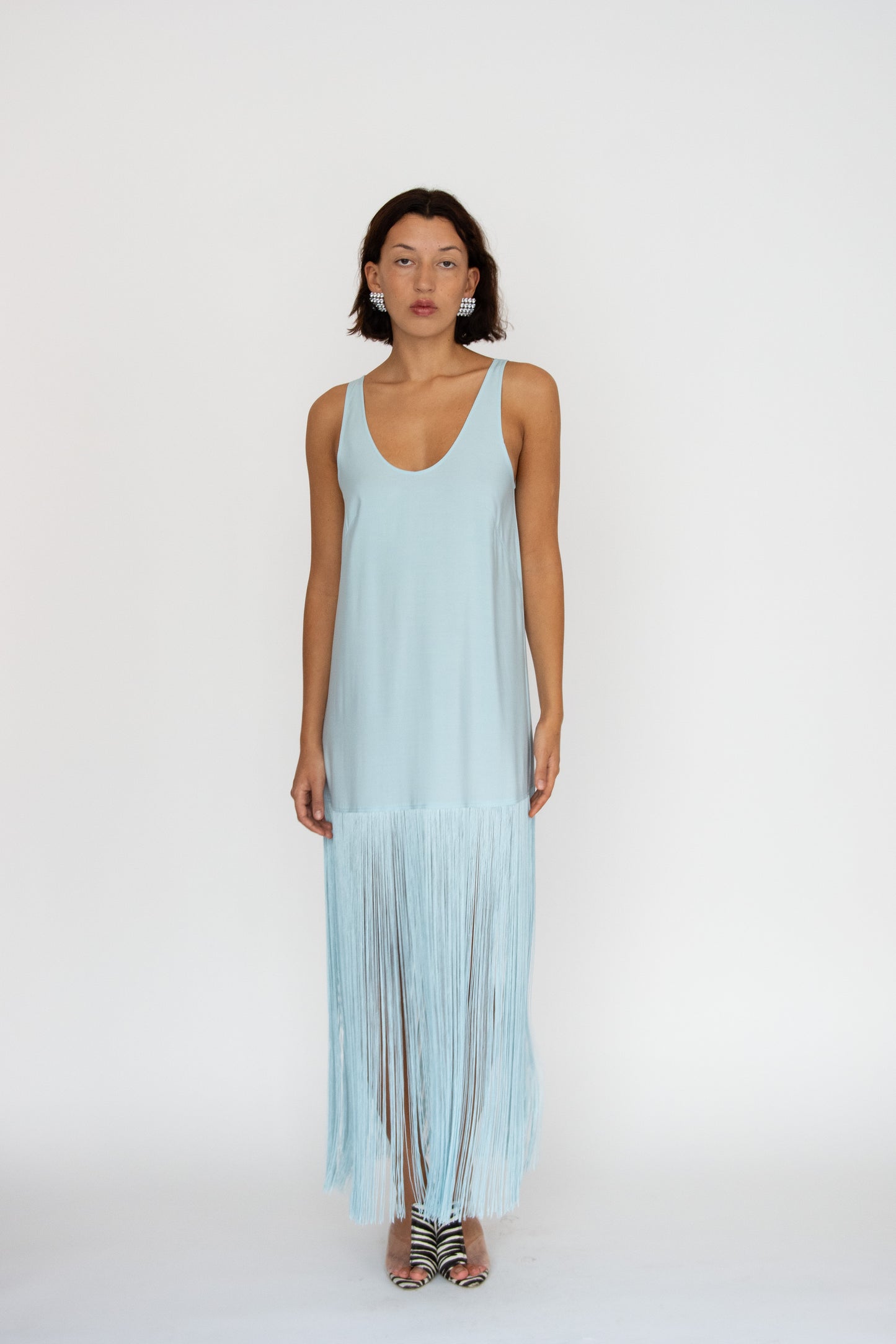 MR. LARKIN, Tassel Slip Dress, Ice Blue