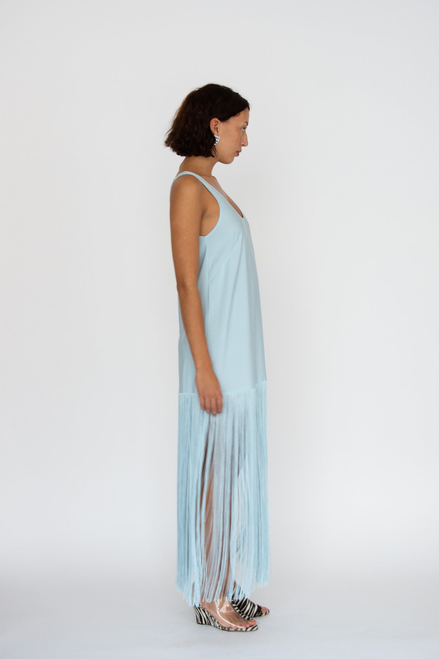 MR. LARKIN, Tassel Slip Dress, Ice Blue