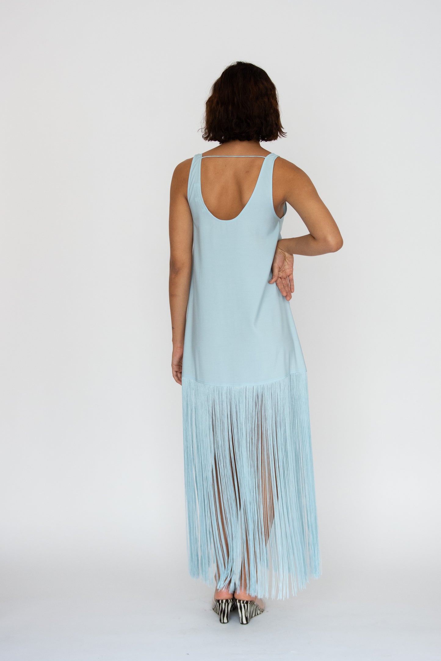 MR. LARKIN, Tassel Slip Dress, Ice Blue