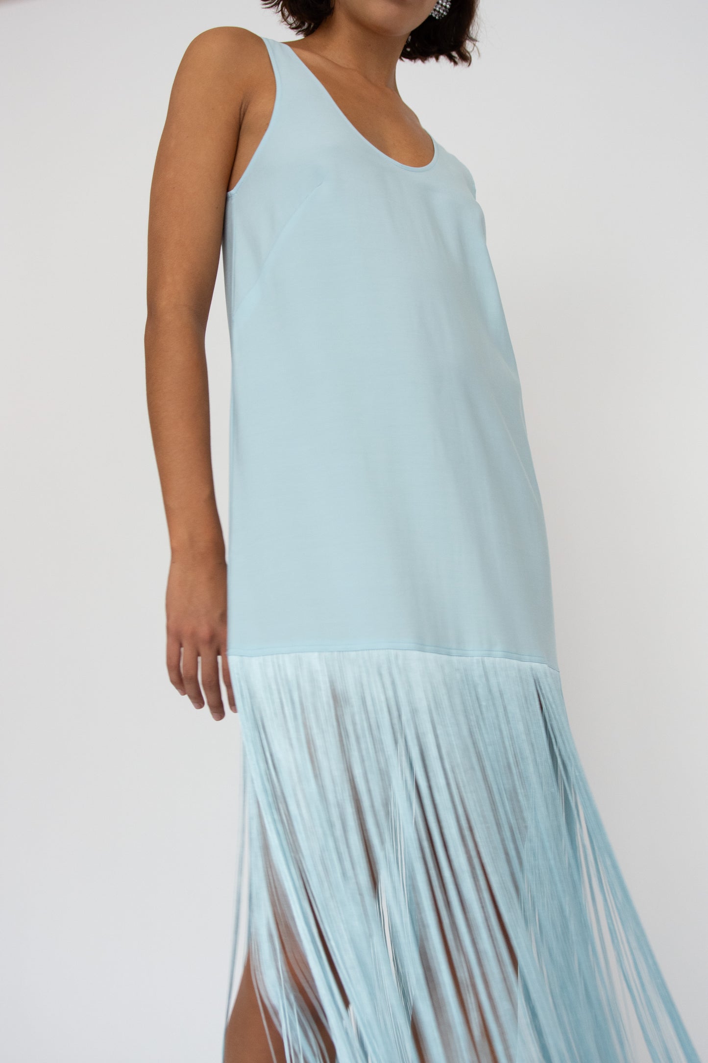 MR. LARKIN, Tassel Slip Dress, Ice Blue