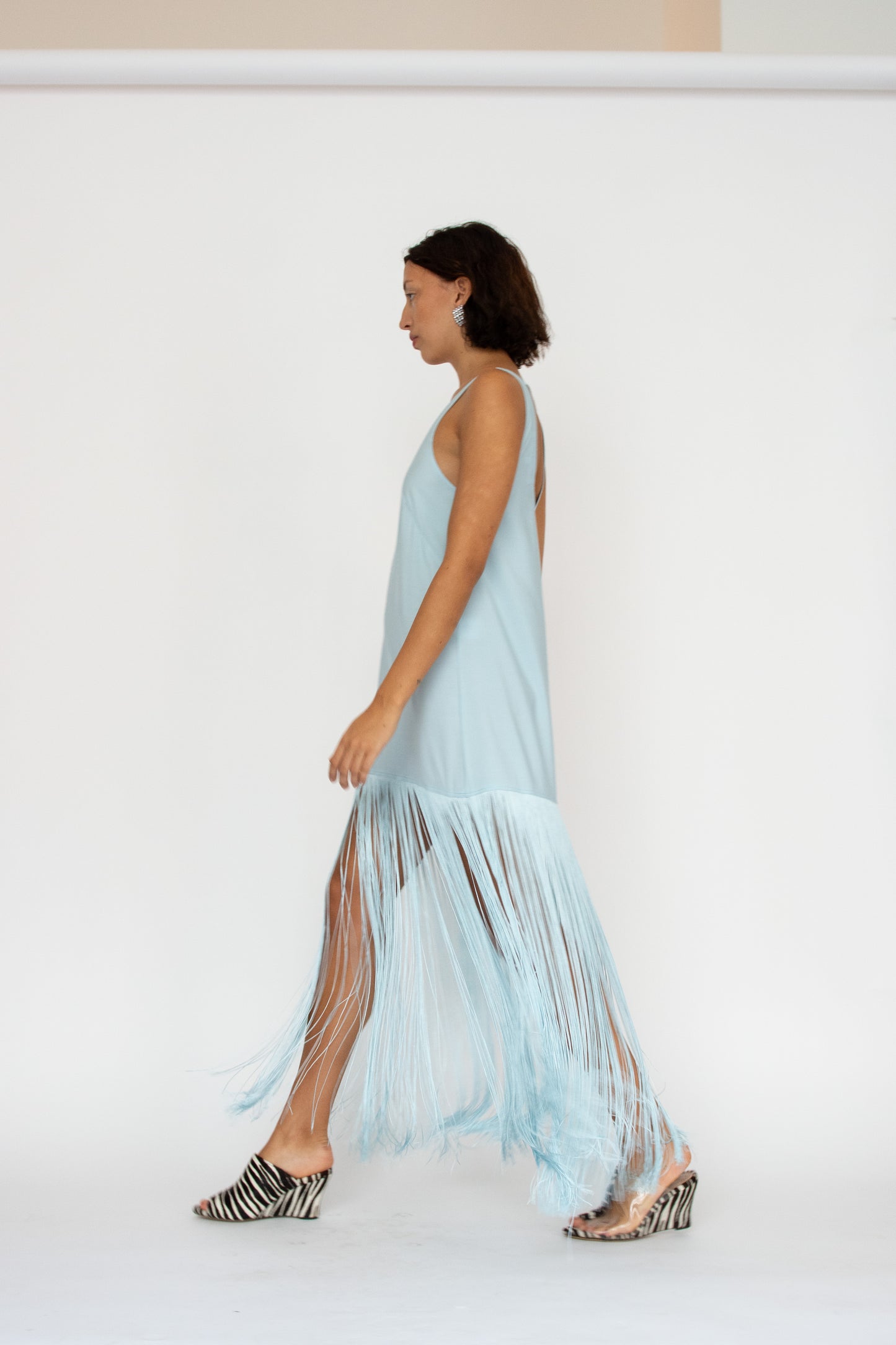 MR. LARKIN, Tassel Slip Dress, Ice Blue