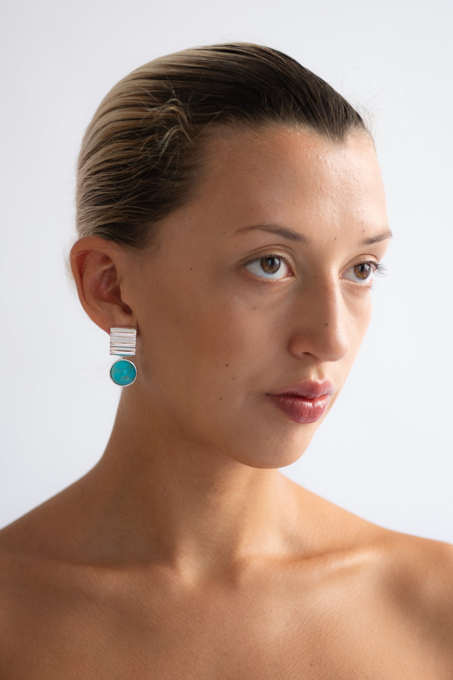 TRINE TUXEN, Howlite Drop Earrings, Sterling Silver