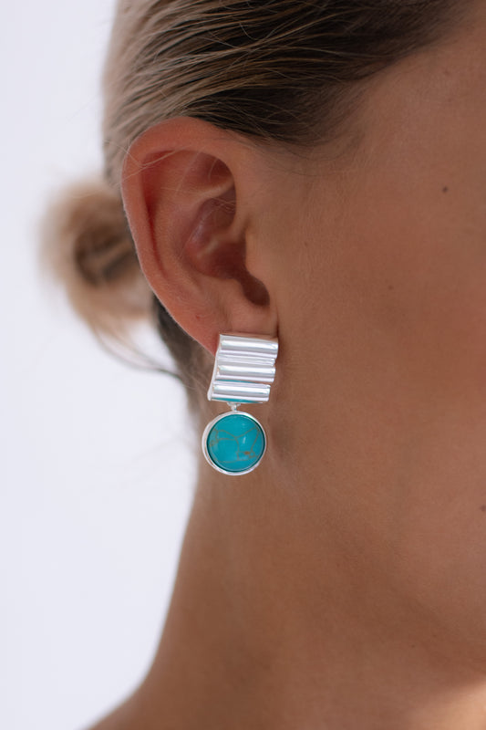 TRINE TUXEN, Howlite Drop Earrings, Sterling Silver