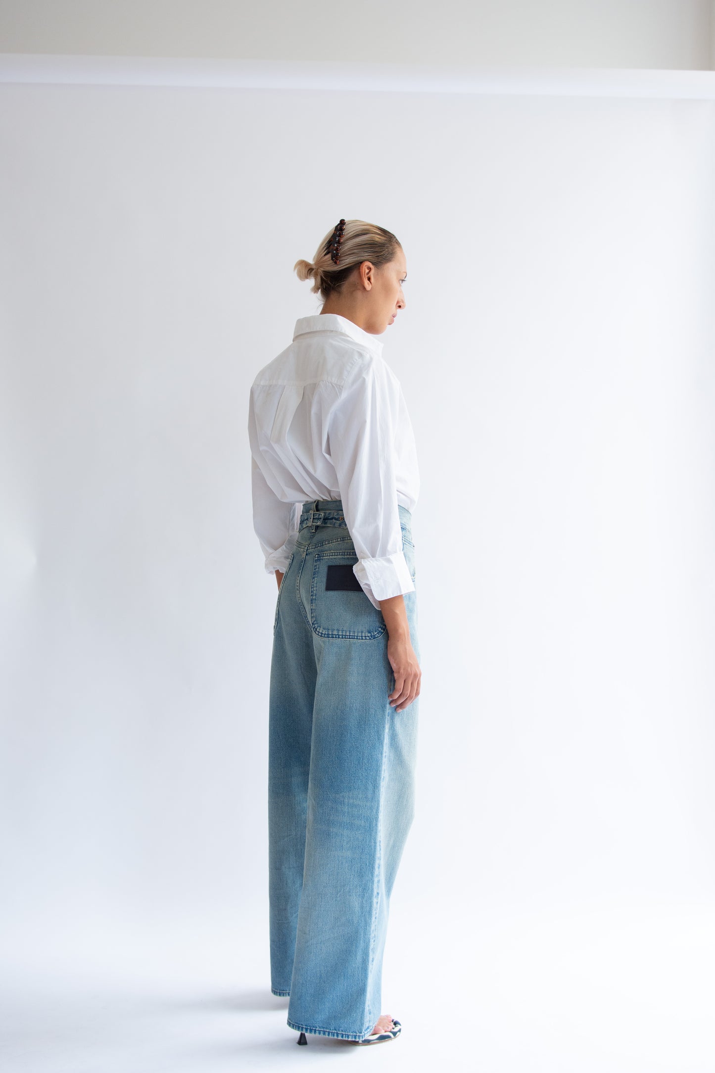 SUNFLOWER, Super Wide Cinch Jean, Mid Blue Vintage