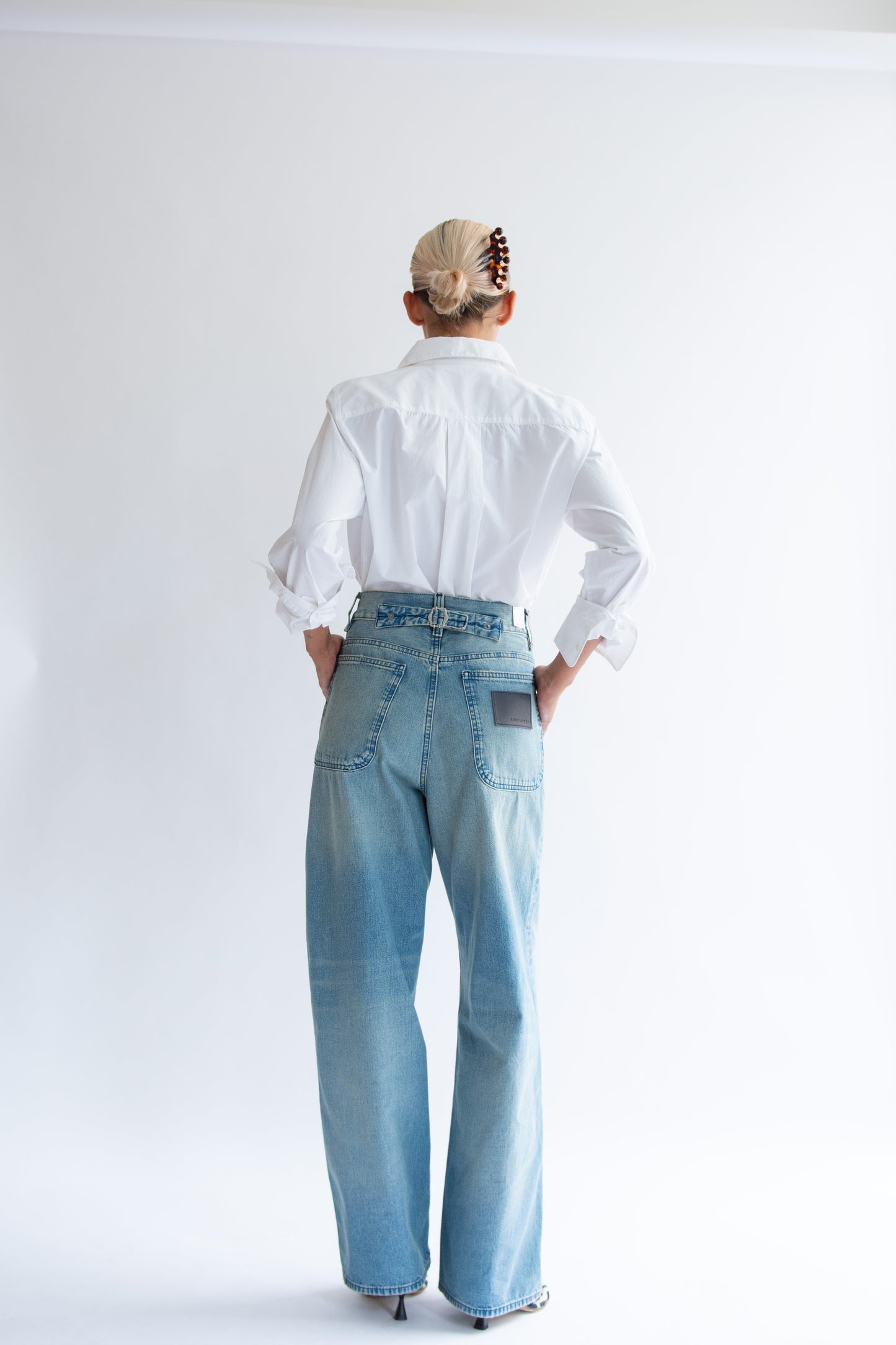 SUNFLOWER, Super Wide Cinch Jean, Mid Blue Vintage