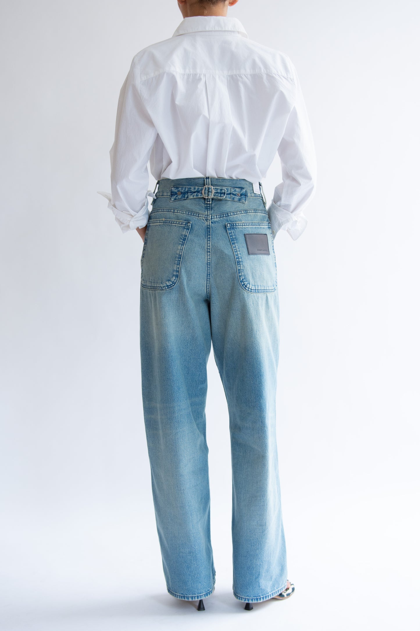 SUNFLOWER, Super Wide Cinch Jean, Mid Blue Vintage