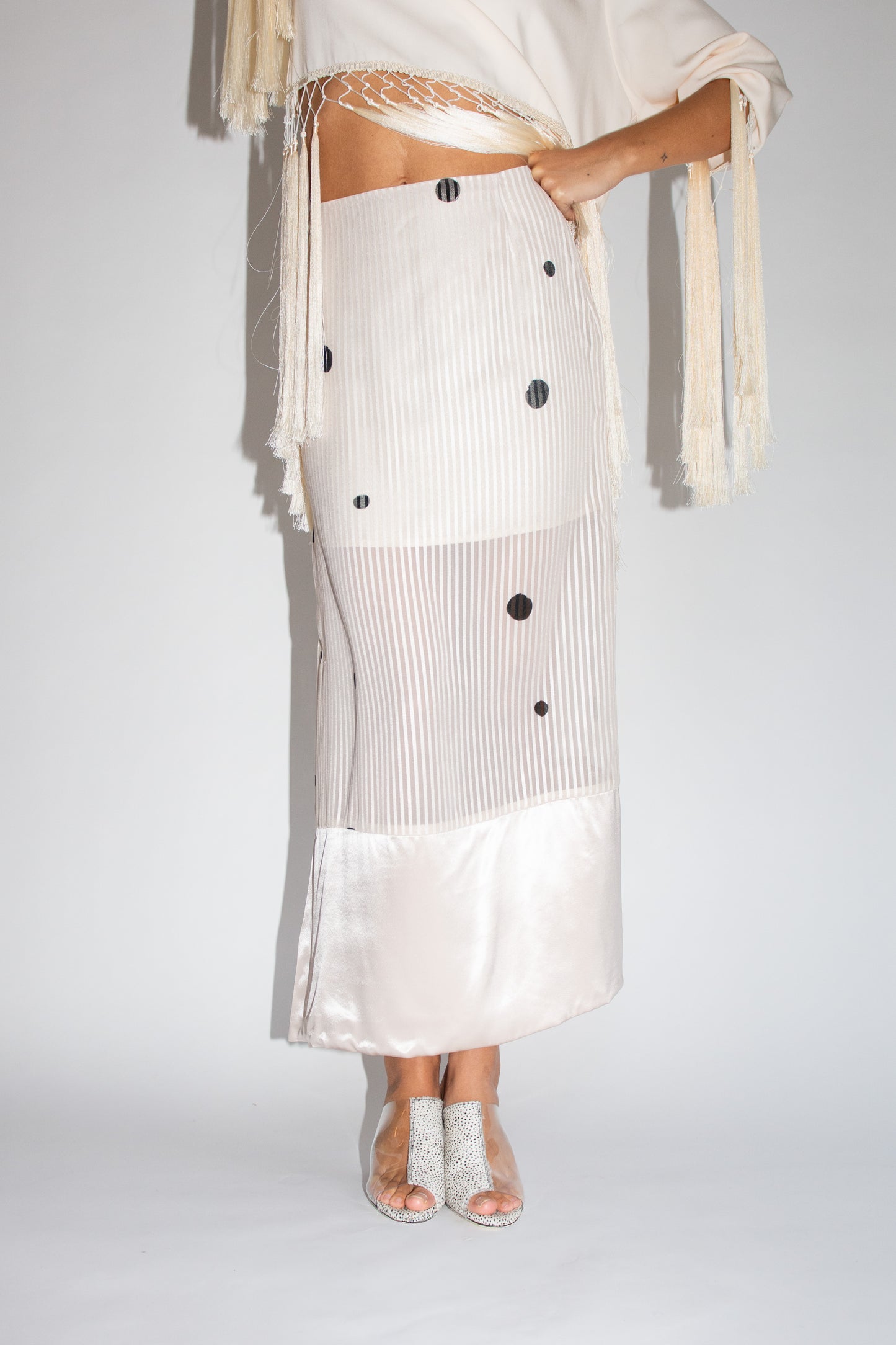 MR. LARKIN, Lou Lou Satin Hem Skirt, Space Black