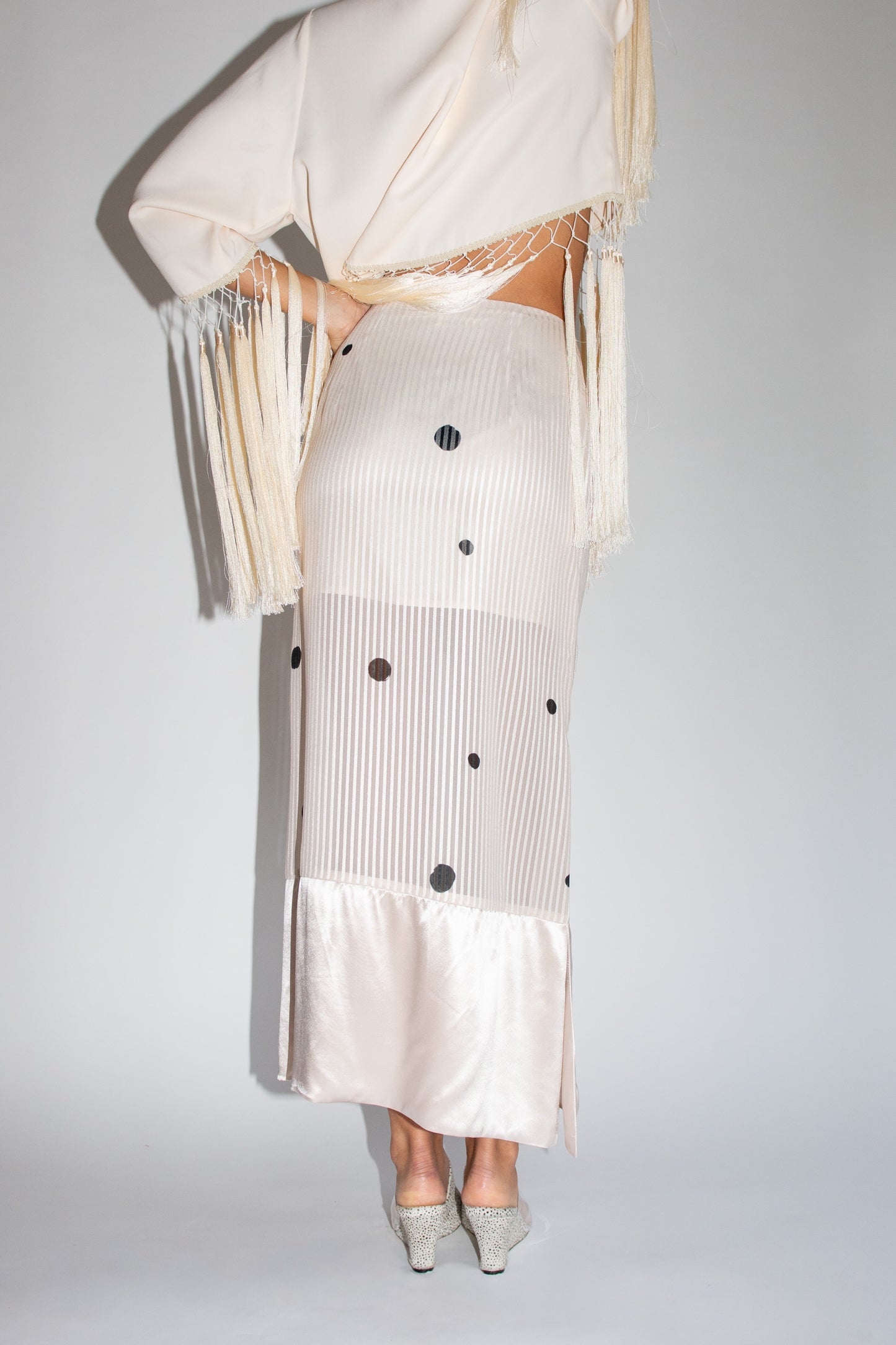 MR. LARKIN, Lou Lou Satin Hem Skirt, Space Black