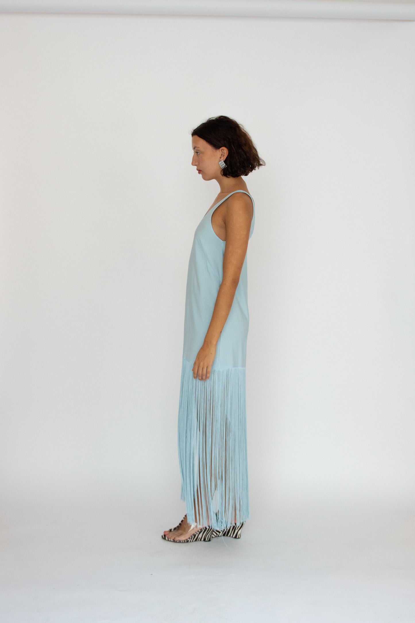 MR. LARKIN, Tassel Slip Dress, Ice Blue