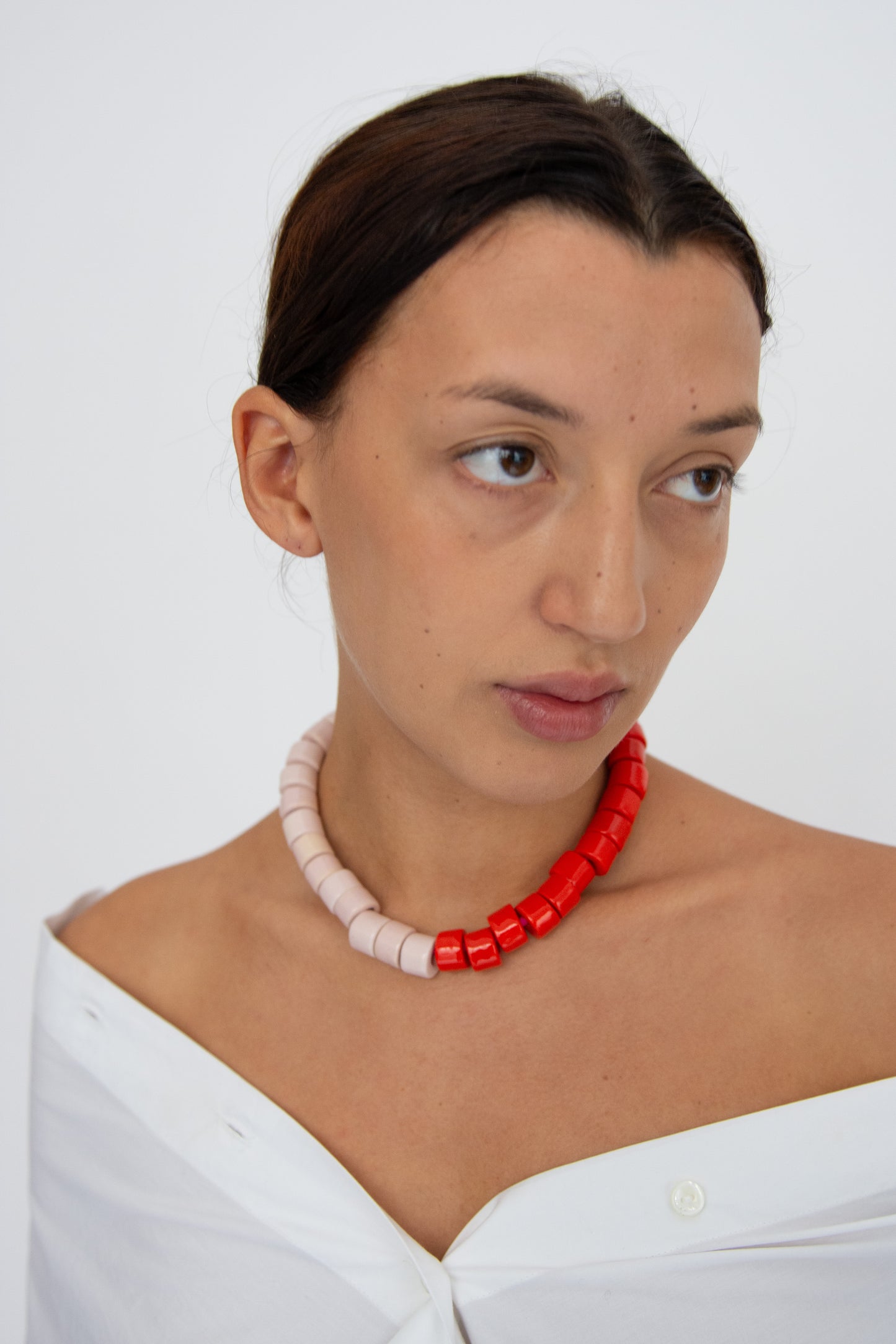 HER NEW TRIBE, Bead Two Necklace, Blush & Lobster Split Candy