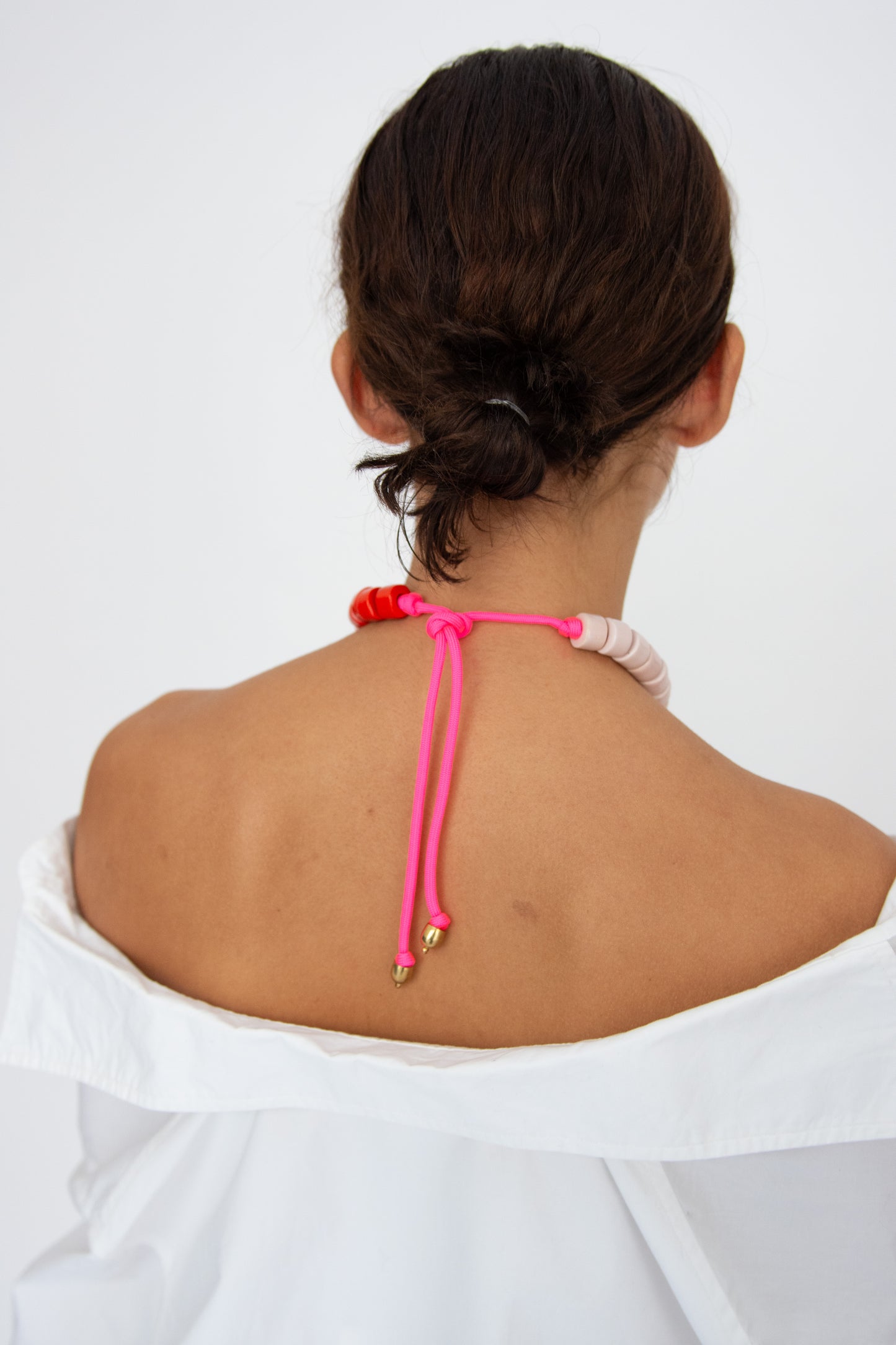 HER NEW TRIBE, Bead Two Necklace, Blush & Lobster Split Candy