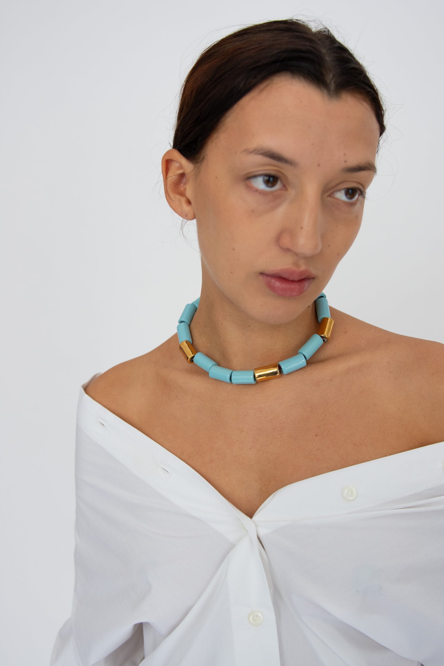 HER NEW TRIBE, Bead Four Necklace, Pool & Karat Candy