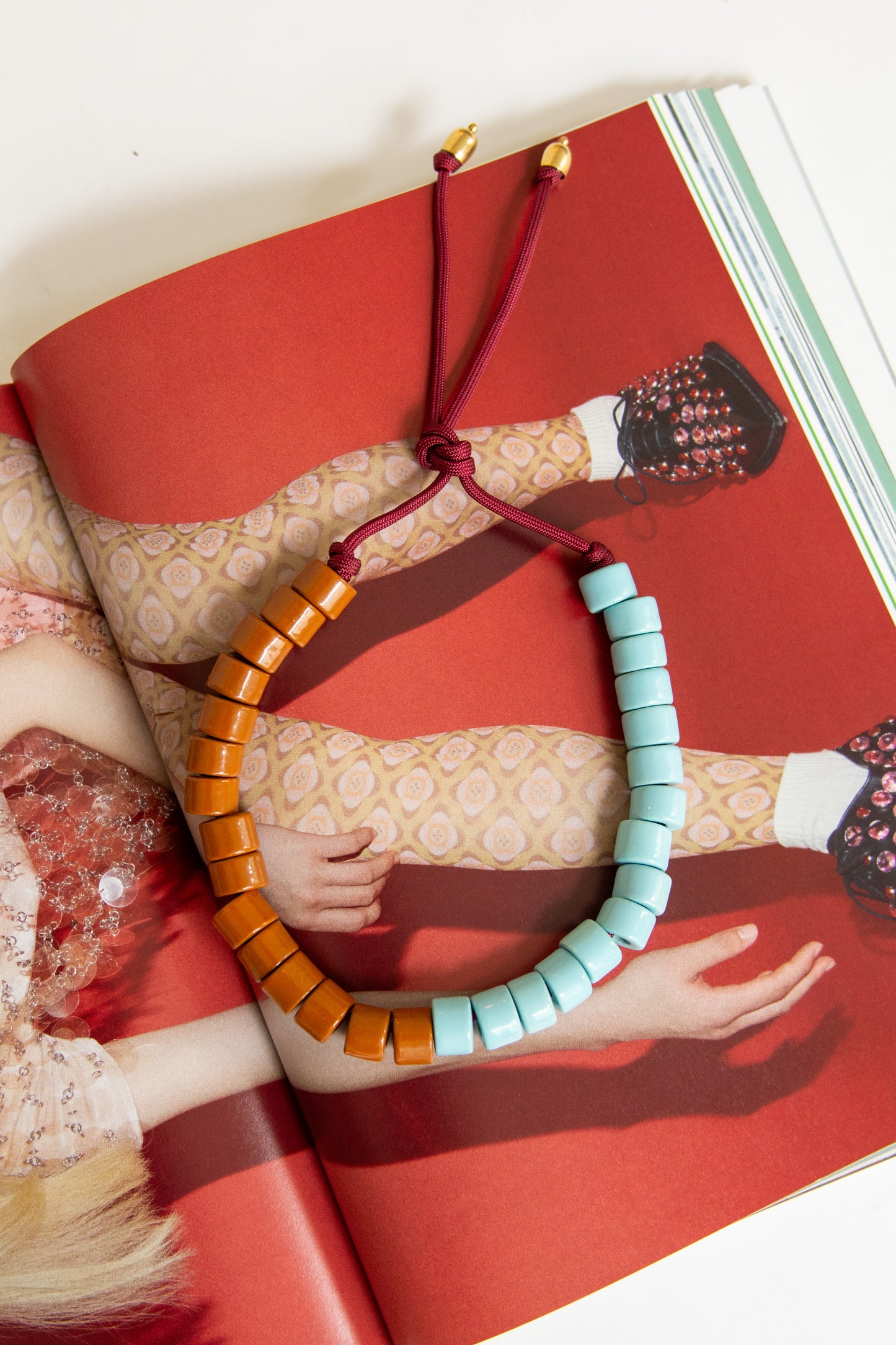 HER NEW TRIBE, Bead Two Necklace, Pool & Toffee Split Candy