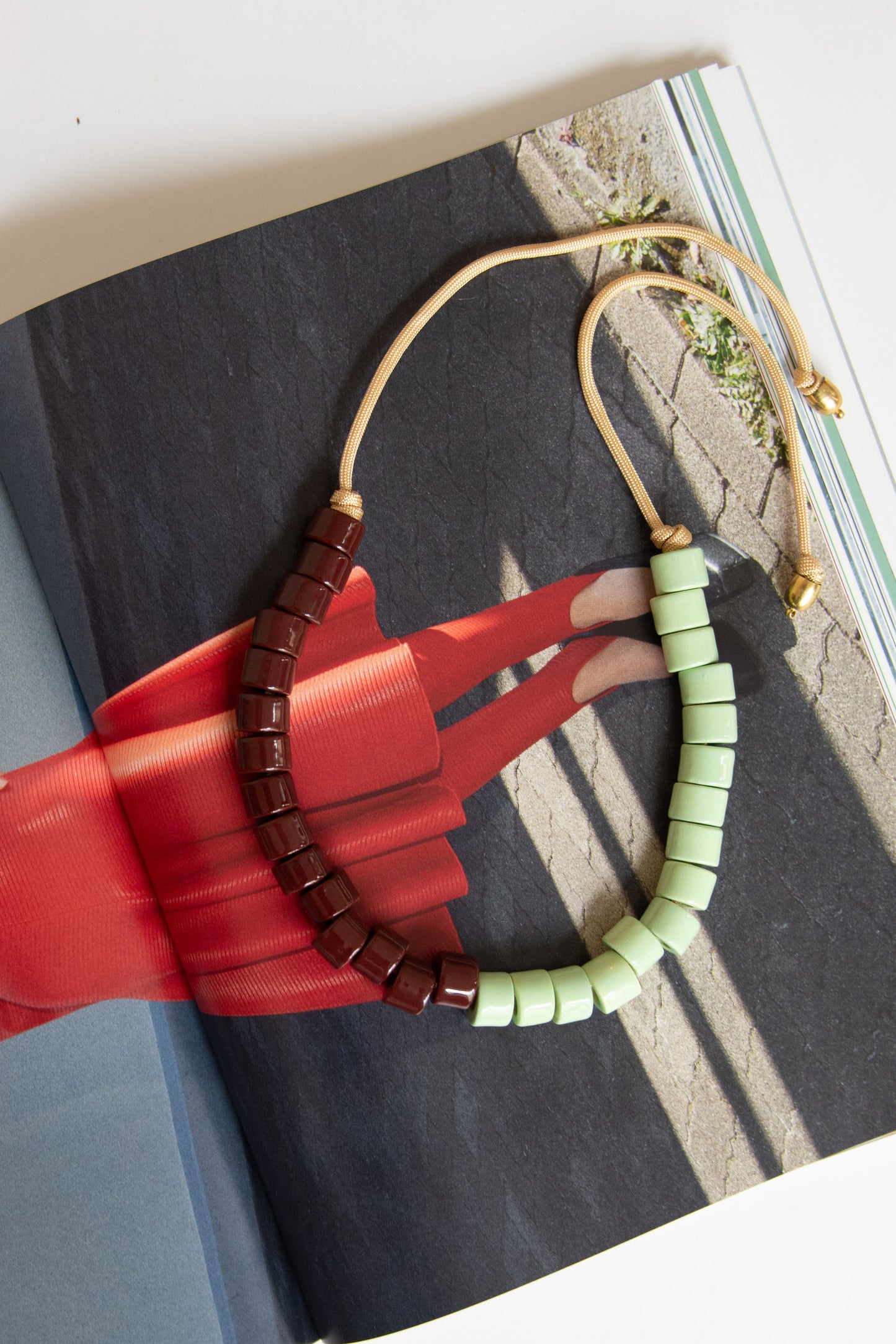 HER NEW TRIBE, Bead Two Necklace, Walnut & Ambrosia Split Candy