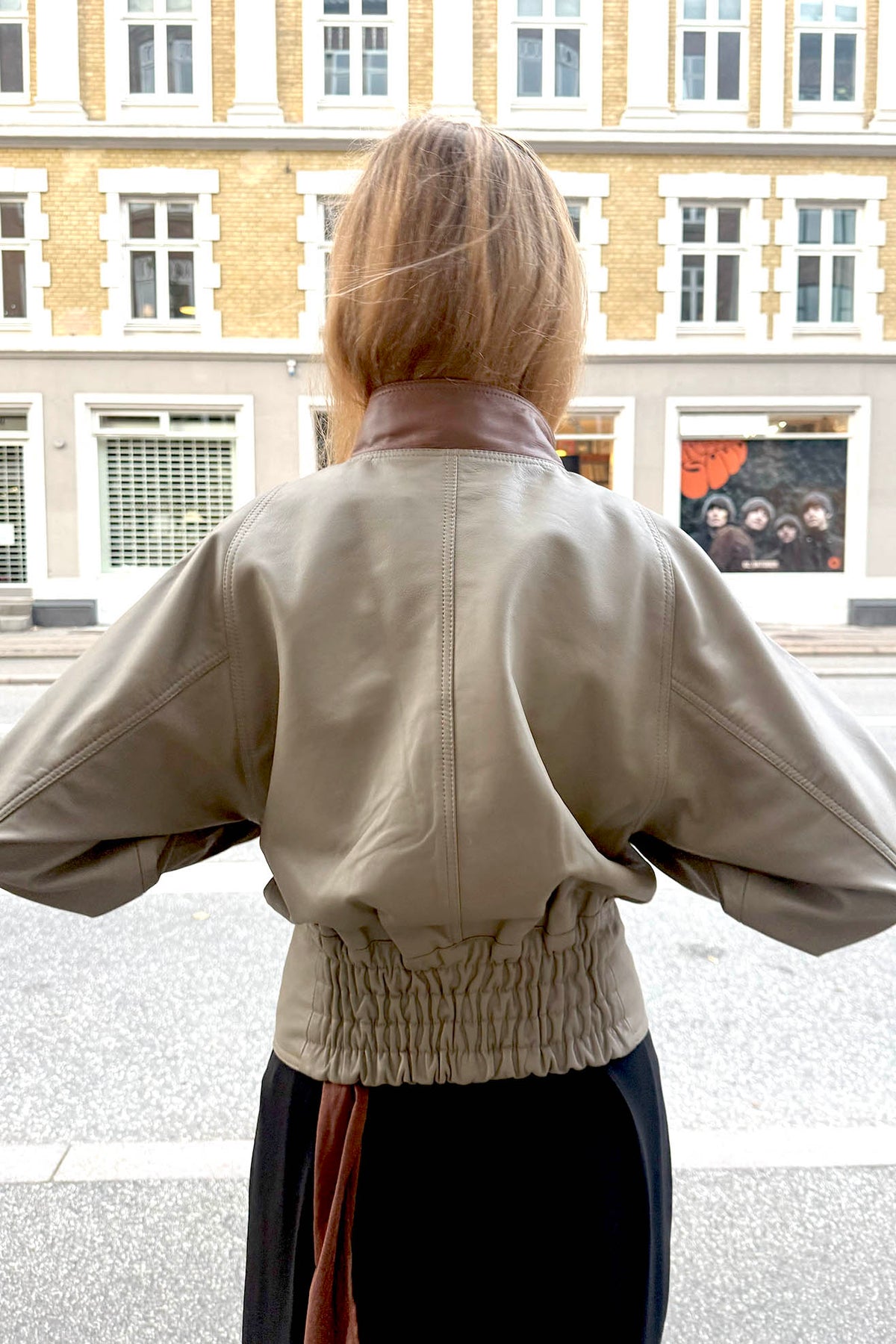 LAMIA LAGHA, Solo Leather Jacket, Cognac/Grey