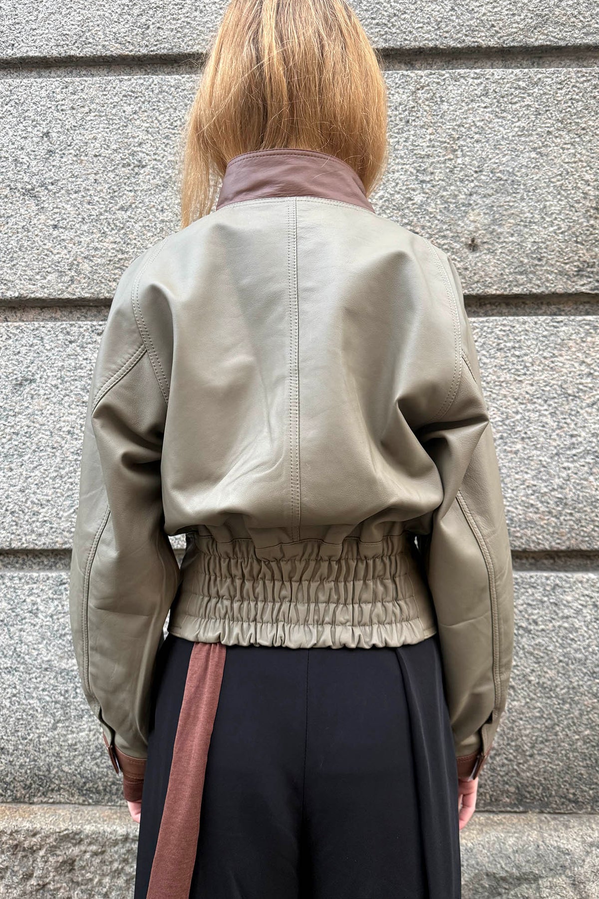 LAMIA LAGHA, Solo Leather Jacket, Cognac/Grey