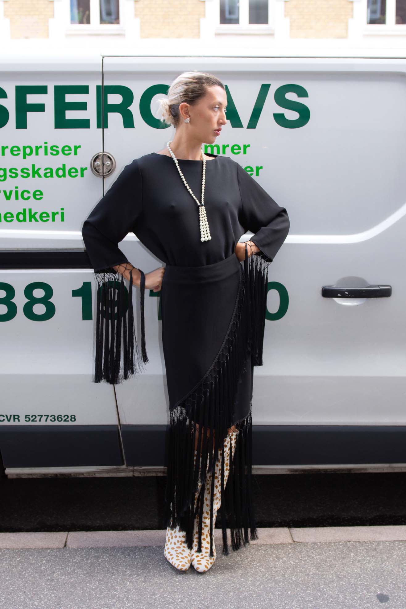 MR. LARKIN, Cara Fringe Wrap Skirt, Black