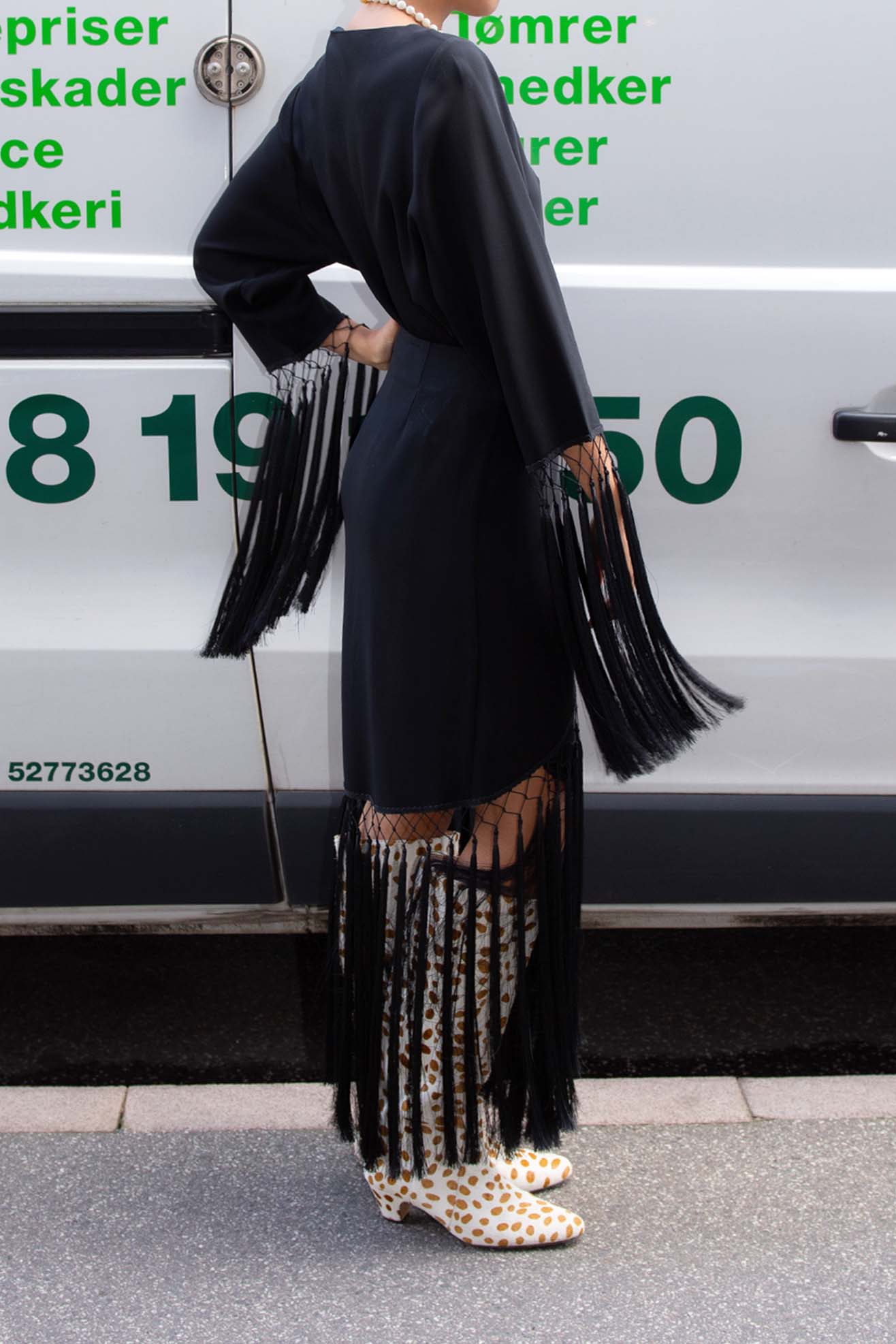 MR. LARKIN, Cara Fringe Wrap Skirt, Black