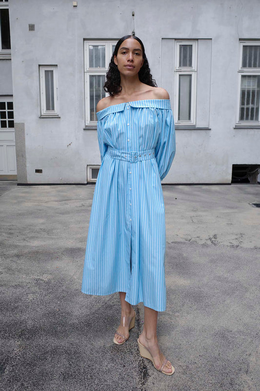 MR. LARKIN, Sutton Dress, Cerulean