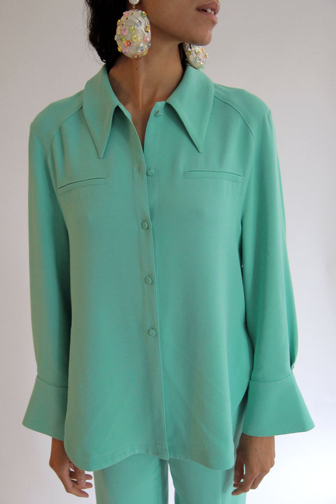 MR. LARKIN, Tallulah Long Sleeve Shirt, Soft Jade
