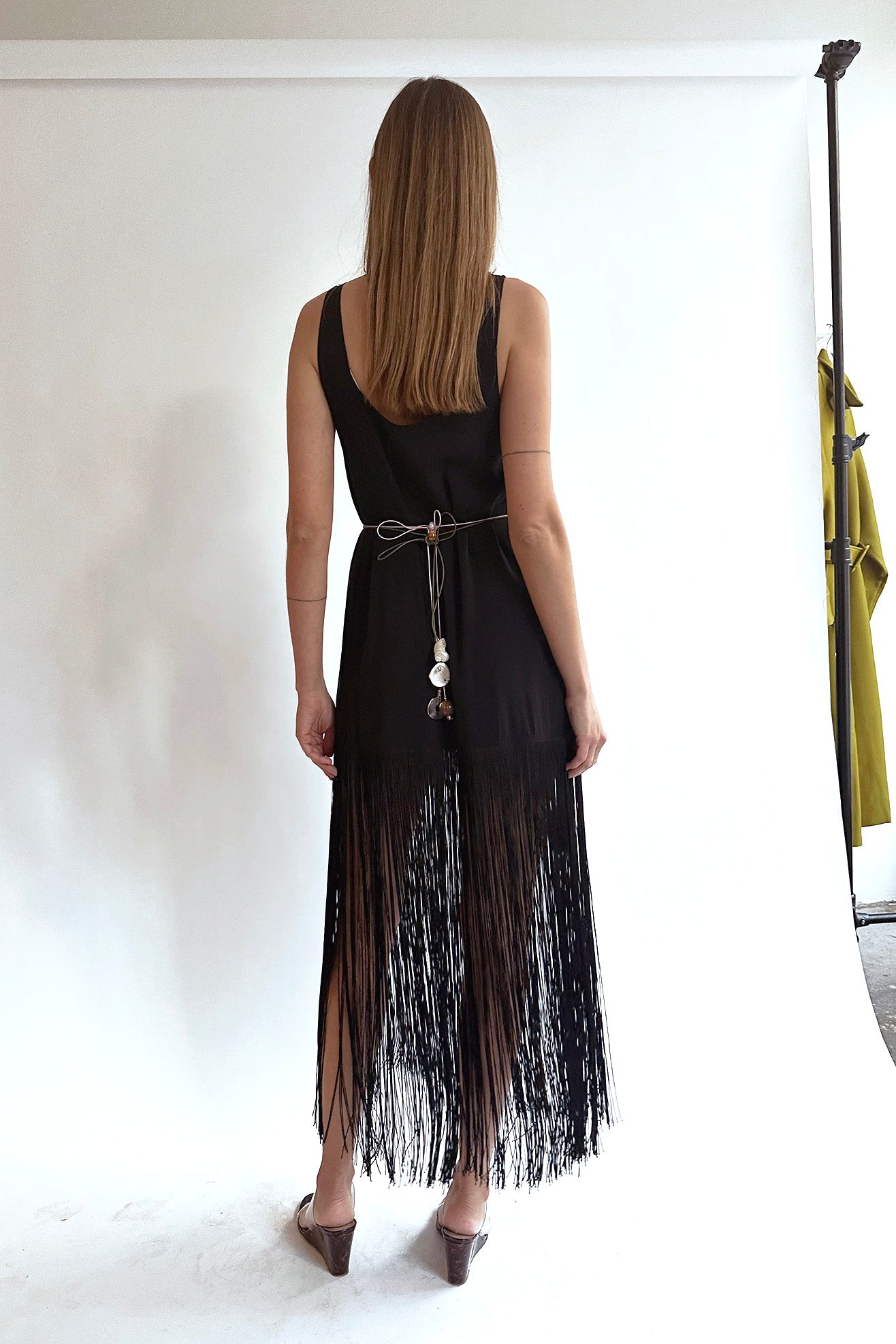 MR. LARKIN, Tassel Slip Dress, Black