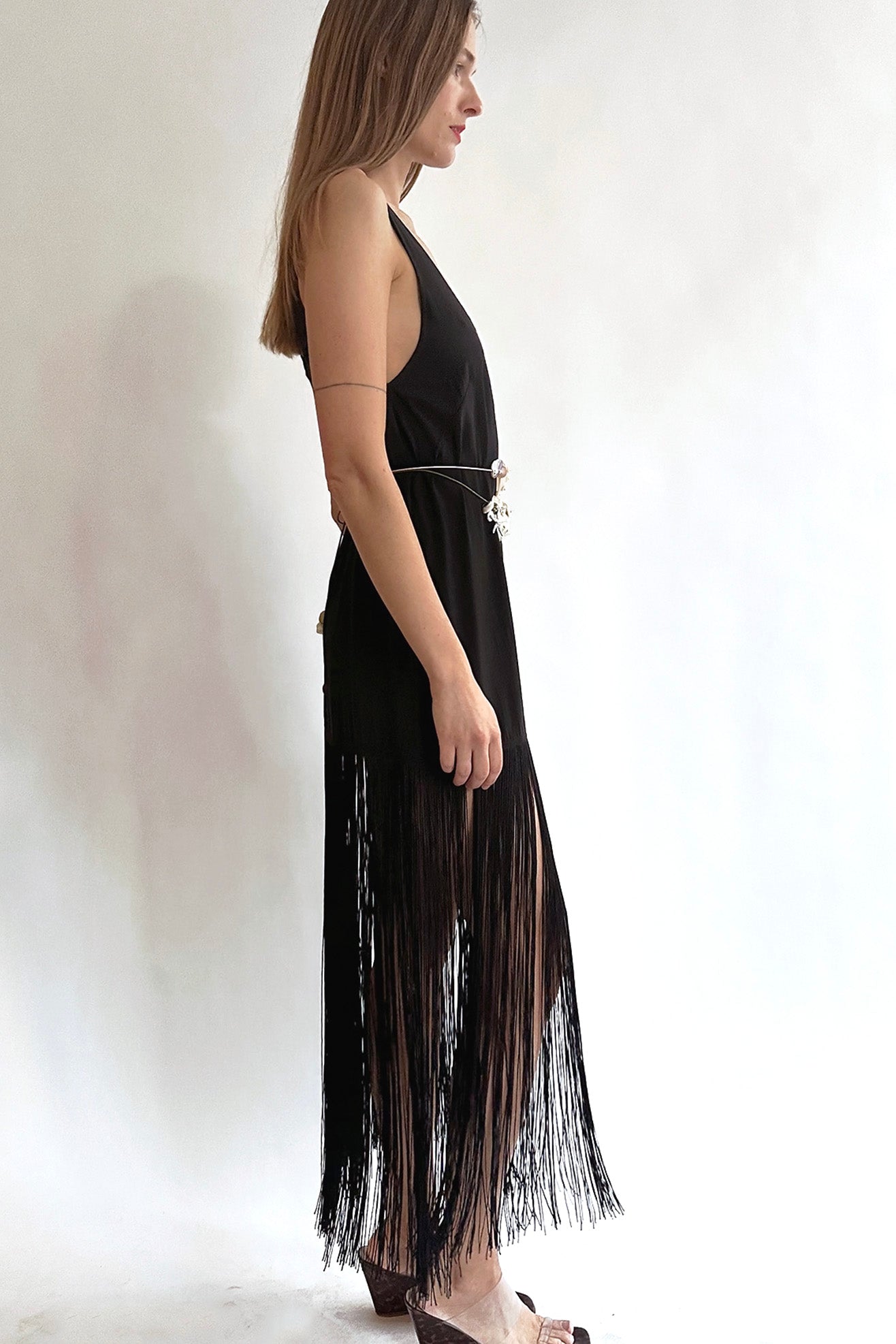 MR. LARKIN, Tassel Slip Dress, Black