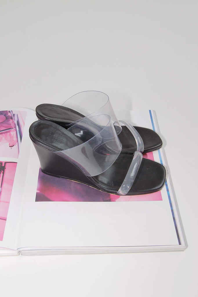 MARYAM NASSIR ZADEH, Olympia Wedge, Black (PHOTOSHOOT SAMPLE