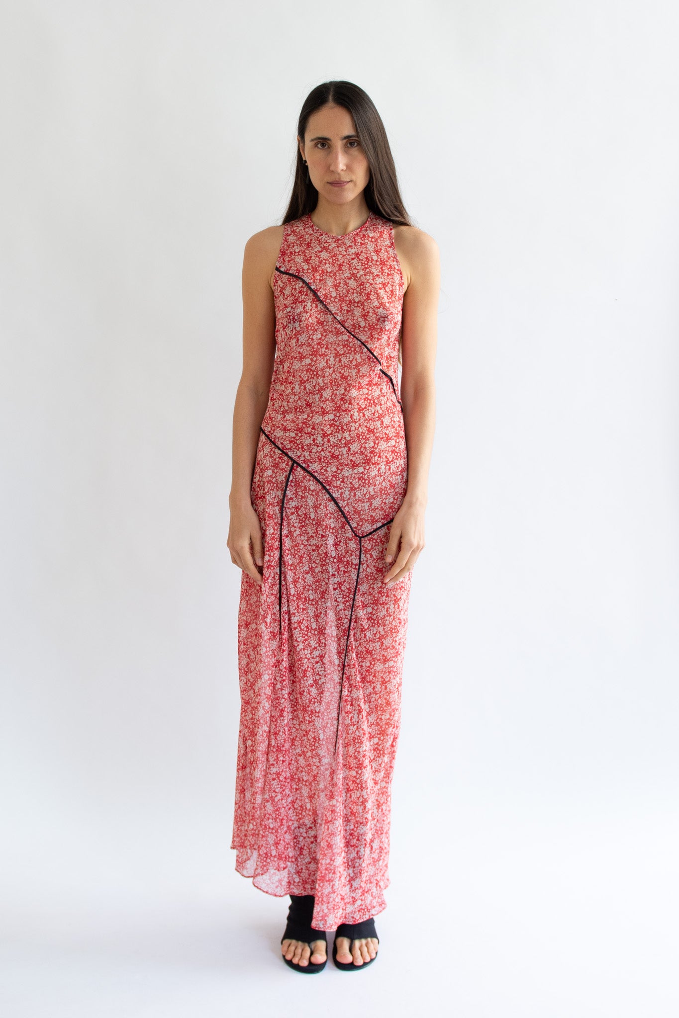 NOMIA, Paneled Bias Maxi Dress, Poppy Floral