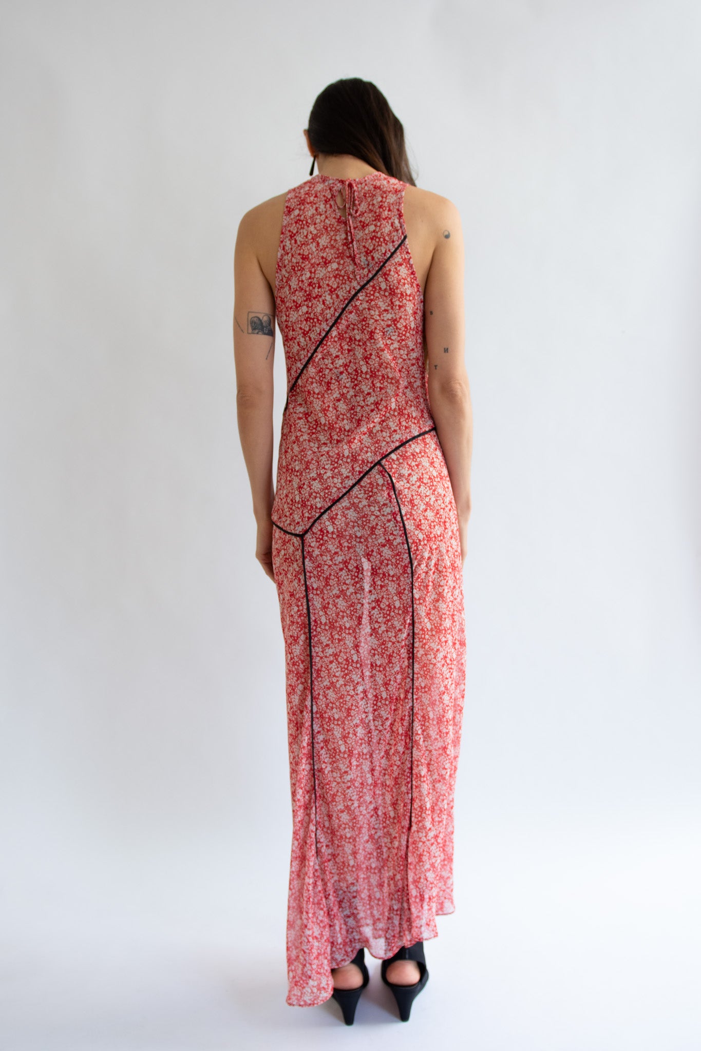 NOMIA, Paneled Bias Maxi Dress, Poppy Floral
