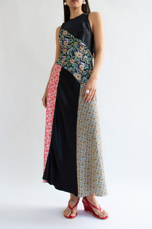 NOMIA, Combo Bias Maxi Dress, Black/Multi