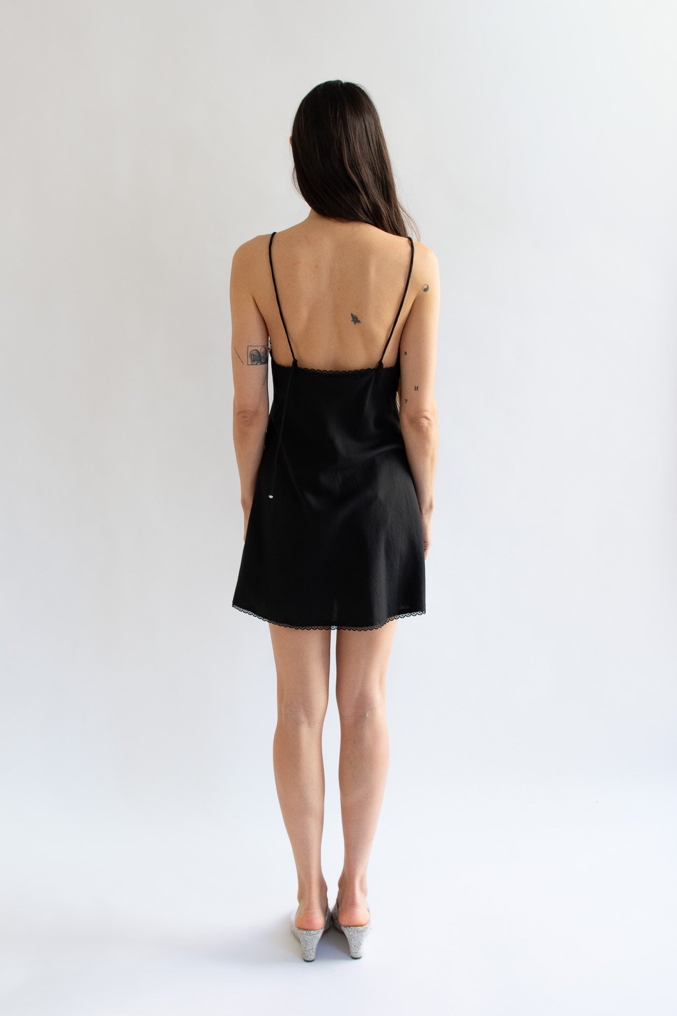 MR. LARKIN, Mini Slip Dress, Black