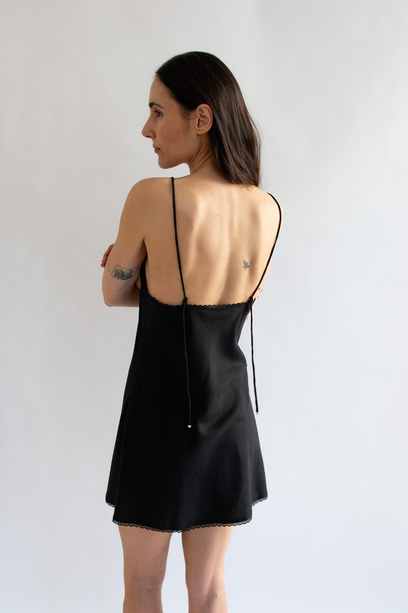 MR. LARKIN, Mini Slip Dress, Black