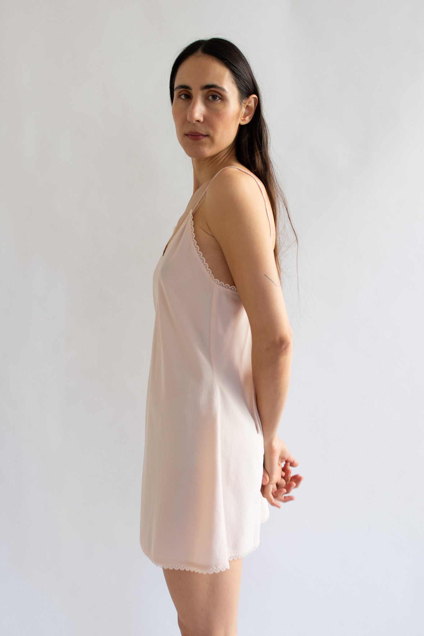 MR. LARKIN, Mini Slip Dress, Pale Peach