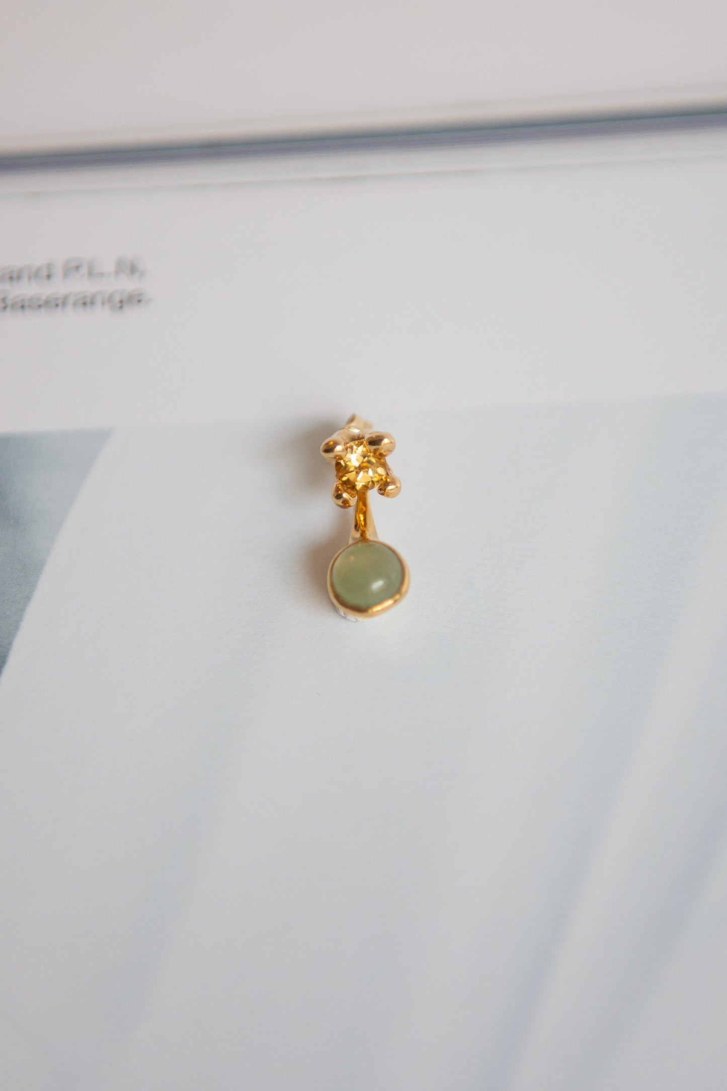 FARIS, Dotto Gem Stud Earrings, Gold/Citrine/Aventurine