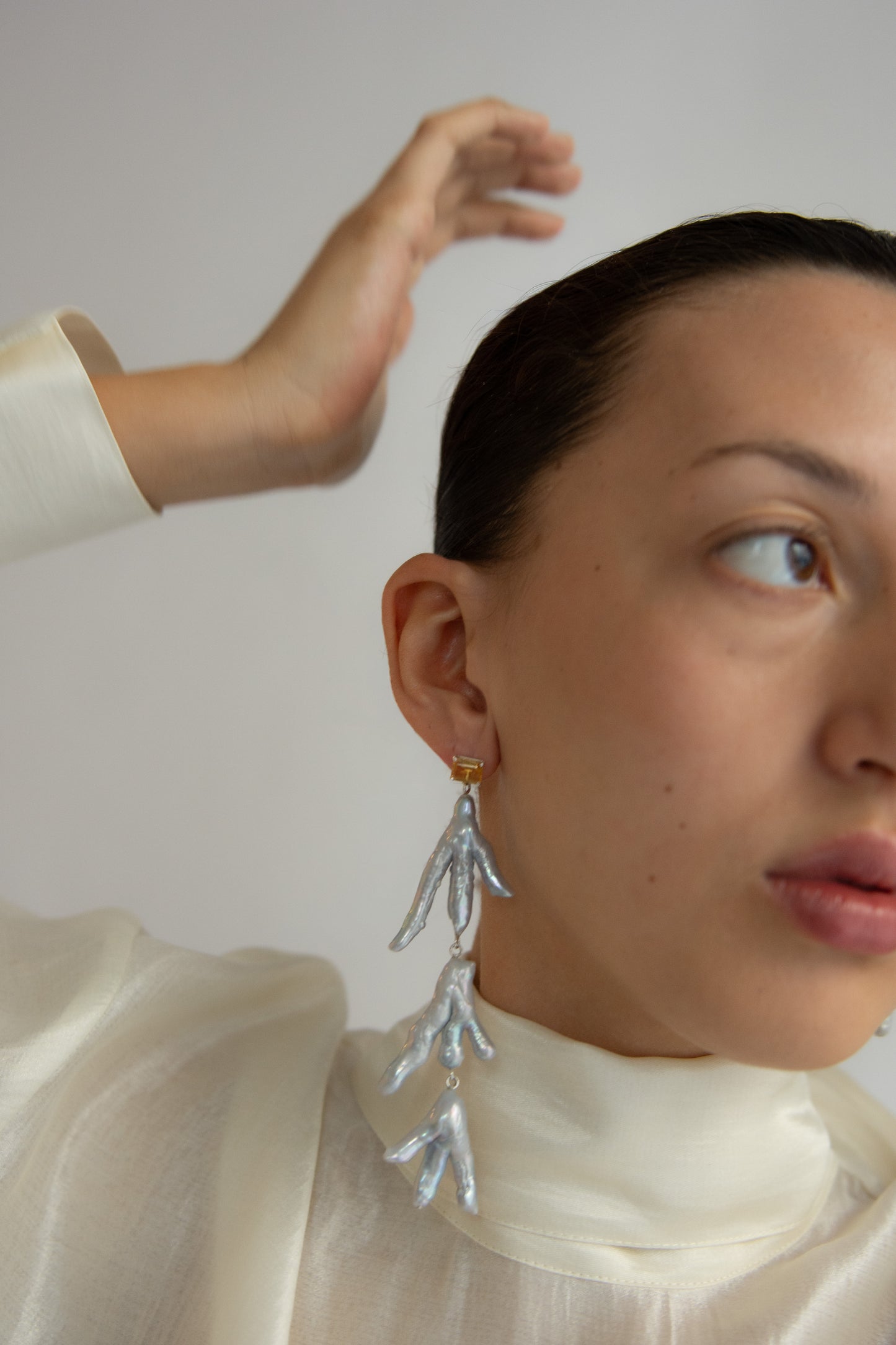 FARIS, Paw Drops Earrings, Silver/Citrine