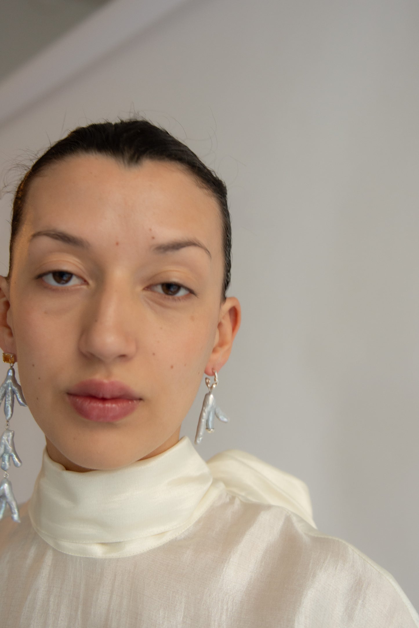 FARIS, Paw Drops Earrings, Silver/Citrine