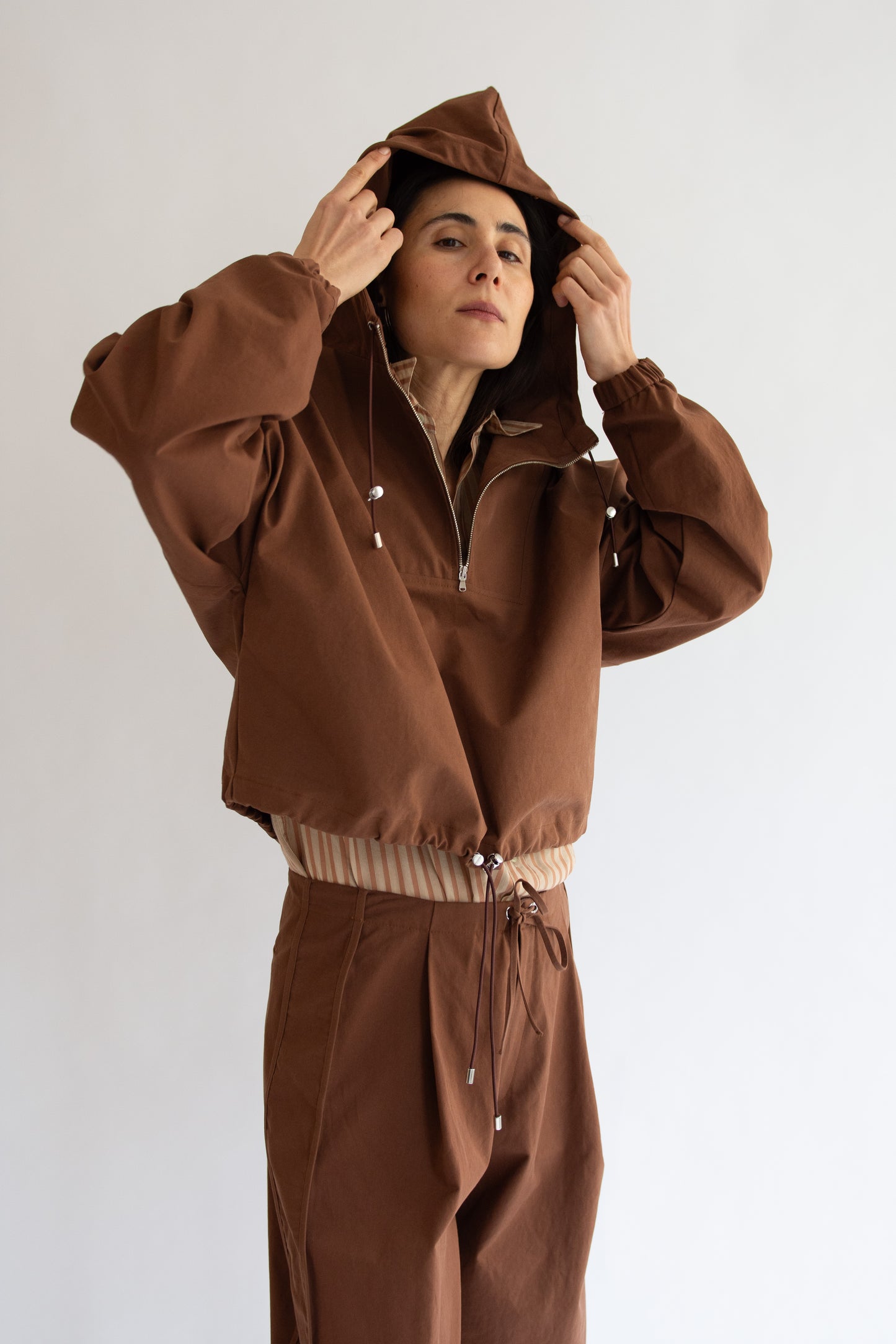 NOMIA, Zip Hooded Pullover, Russet