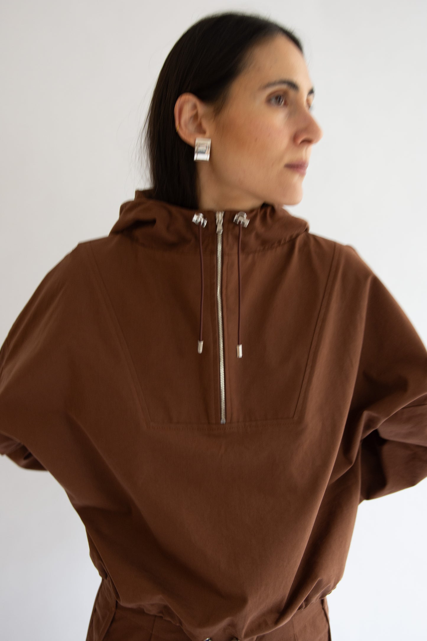 NOMIA, Zip Hooded Pullover, Russet