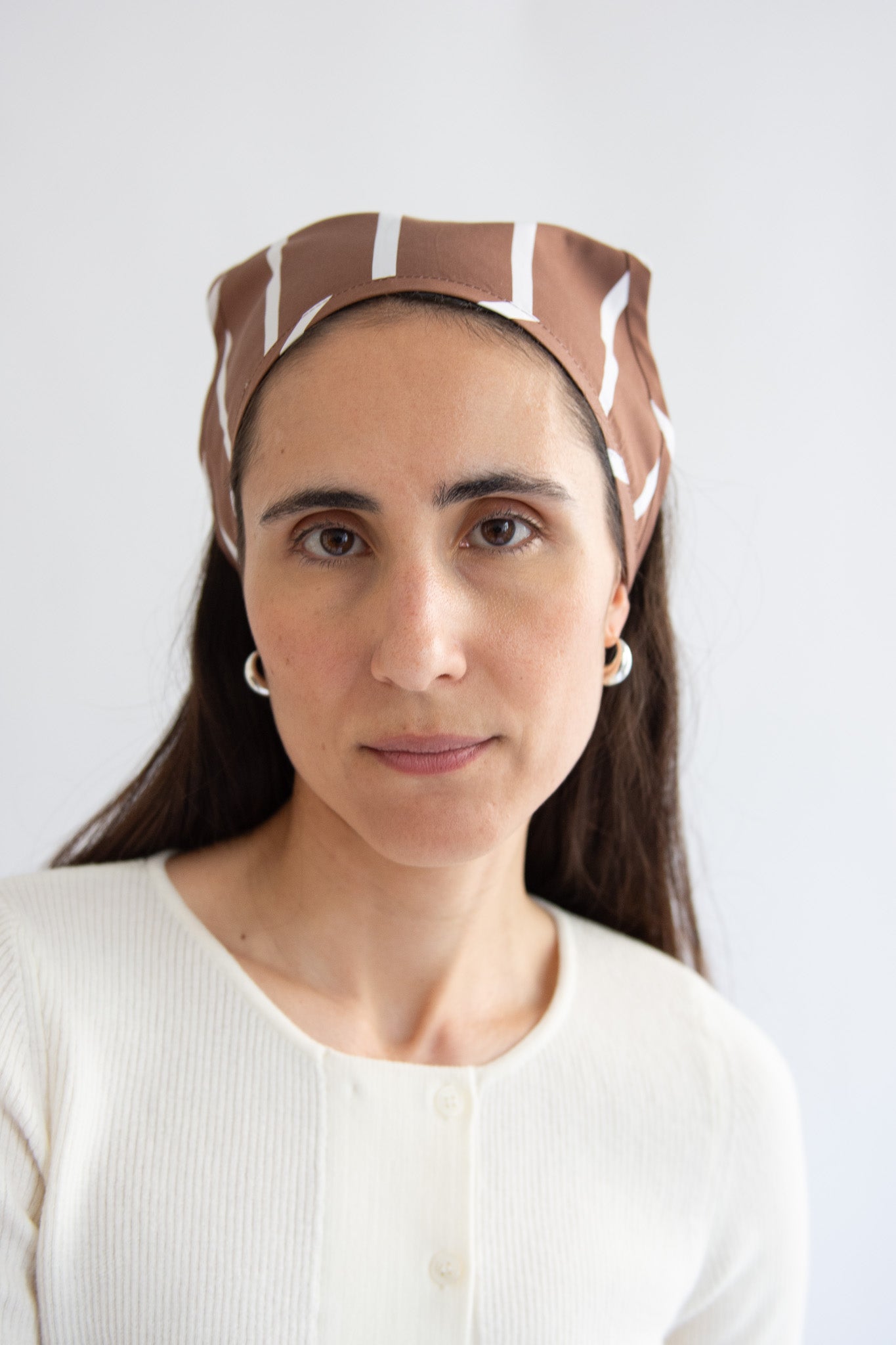 MR. LARKIN, Wilma Triangle Scarf, Brown Stripe