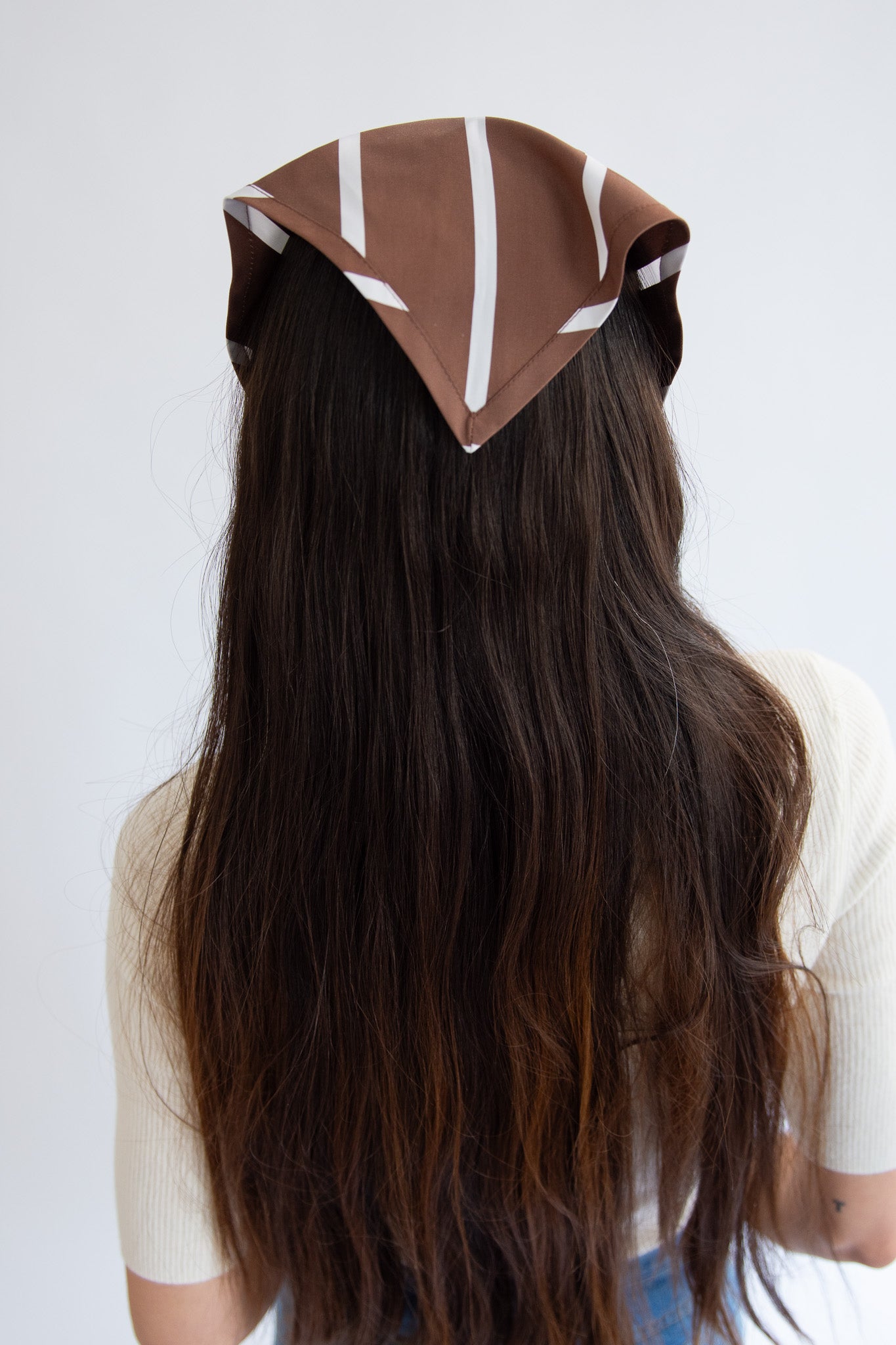 MR. LARKIN, Wilma Triangle Scarf, Brown Stripe