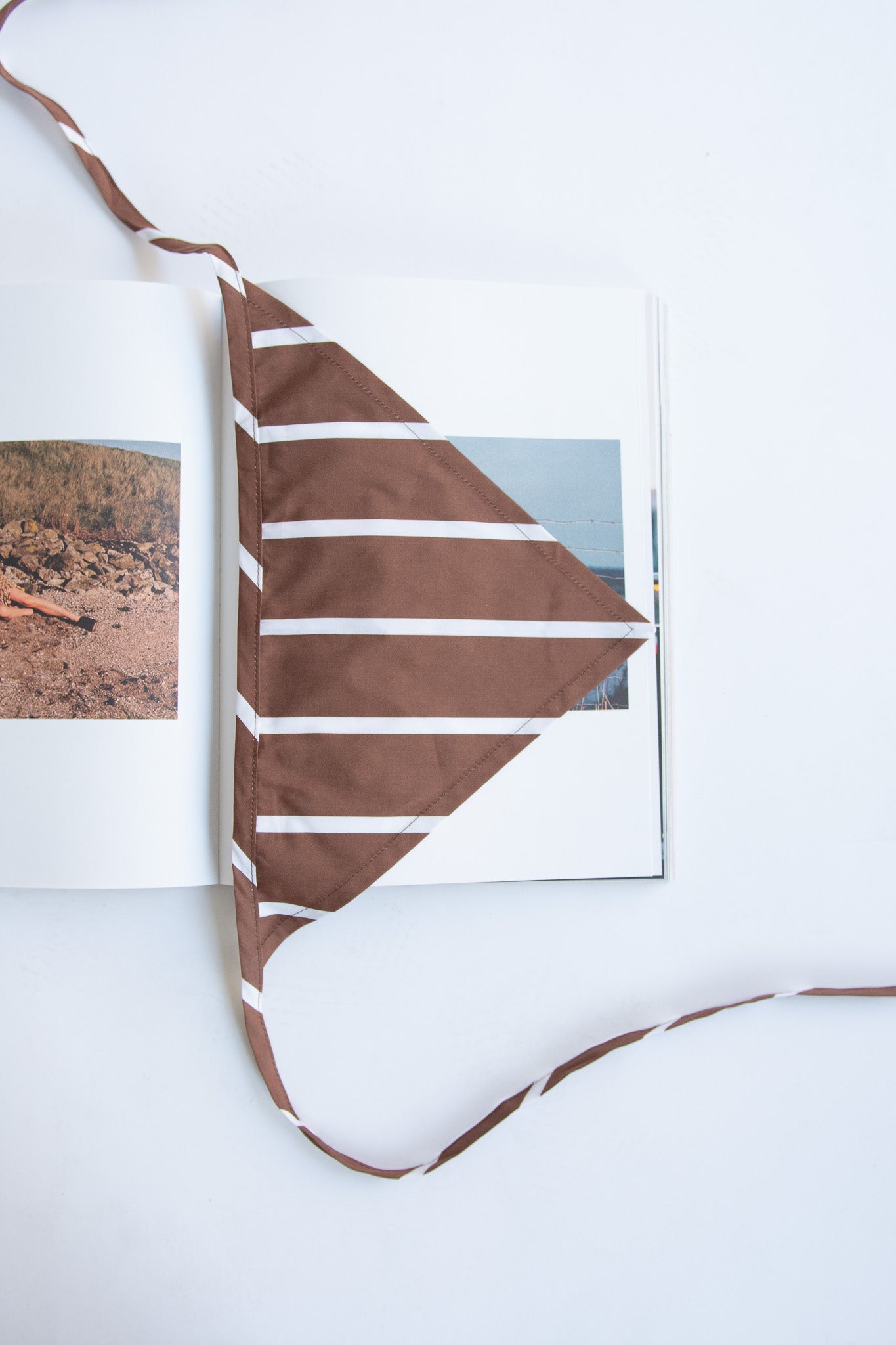 MR. LARKIN, Wilma Triangle Scarf, Brown Stripe
