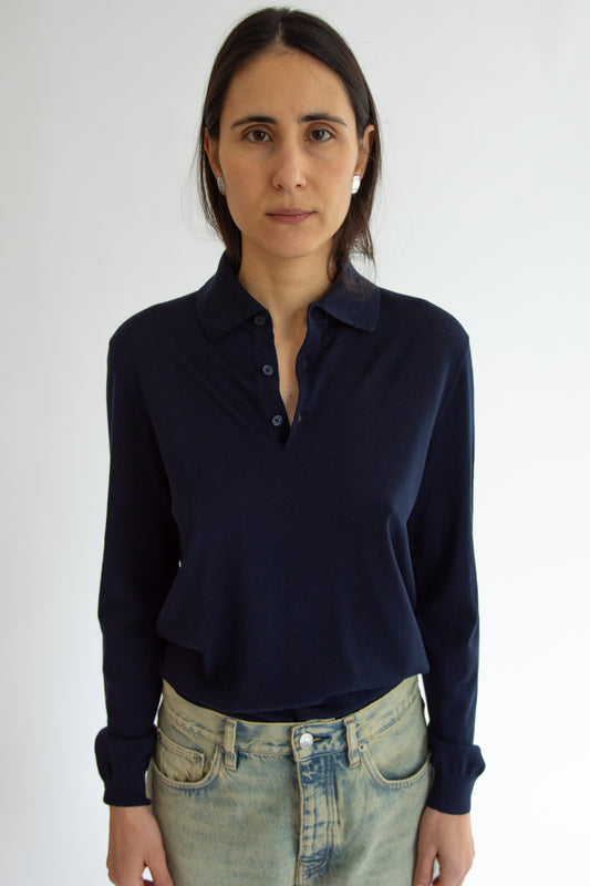 SUNFLOWER, Merino Polo, Navy