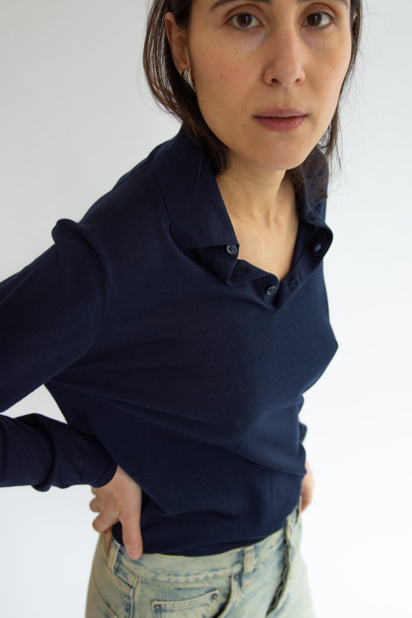 SUNFLOWER, Merino Polo, Navy