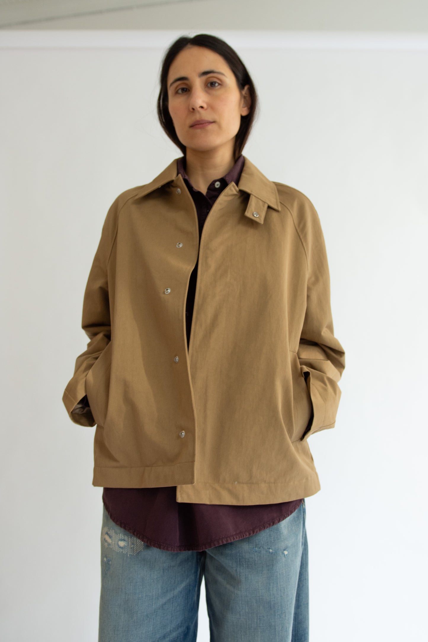 SUNFLOWER, Short Raglan Coat, Dark Sand
