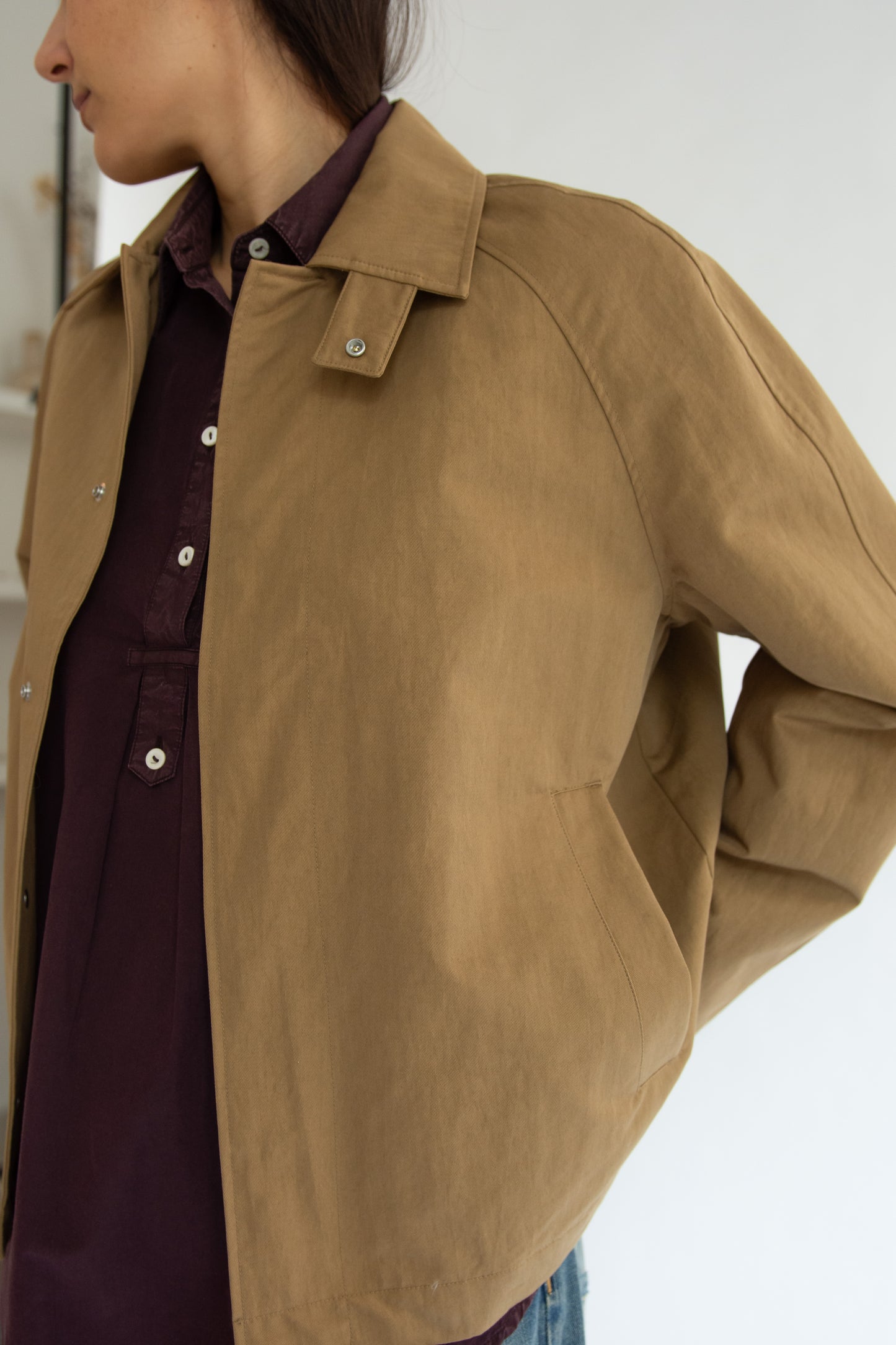 SUNFLOWER, Short Raglan Coat, Dark Sand