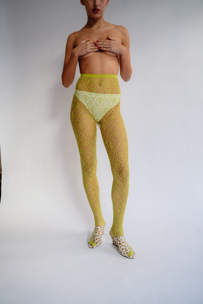 SWEDISH STOCKINGS, Lykke Net Tights, Apple Green