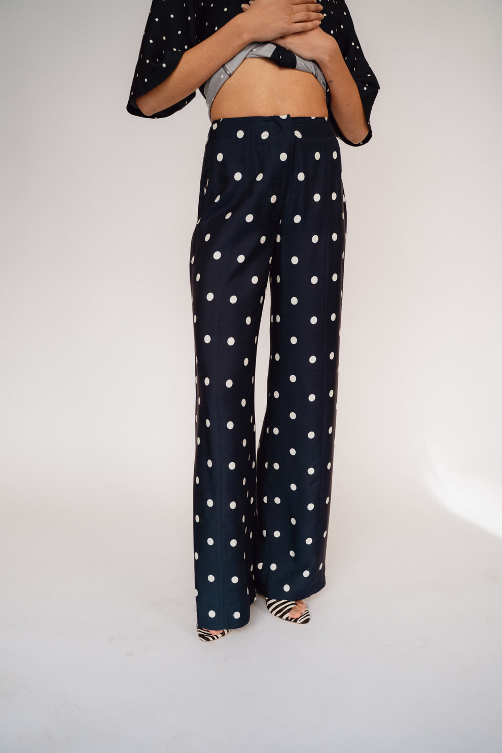 LARKIN, Charlie Pants, Ink/Ivory Big Dot